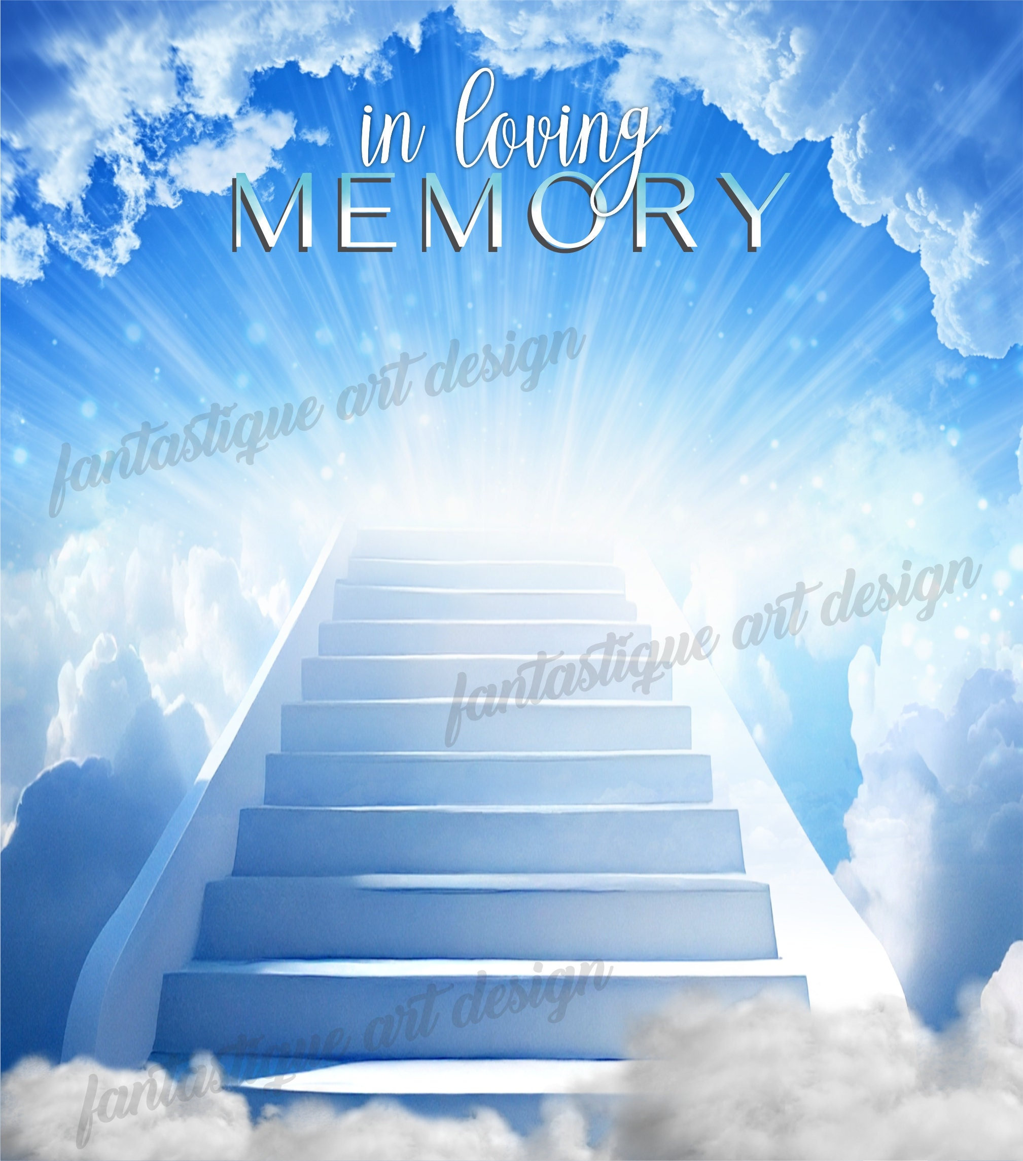 In Loving Memory PNG Memorial Background EDITABLE Template Stairs to Heaven  Rest in Peace Digital Files 