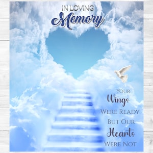 In Loving Memory PNG, Memorial PNG Background, Blue Heaven Heart Cloud and Stairs  | Heavens Gate  | Digital File -  Instant Download