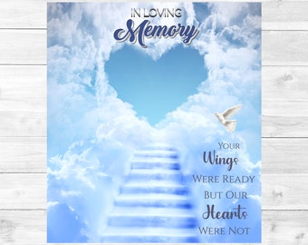 In Loving Memory PNG, Memorial PNG Background, Blue Heaven Heart Cloud and Stairs  | Heavens Gate  | Digital File -  Instant Download