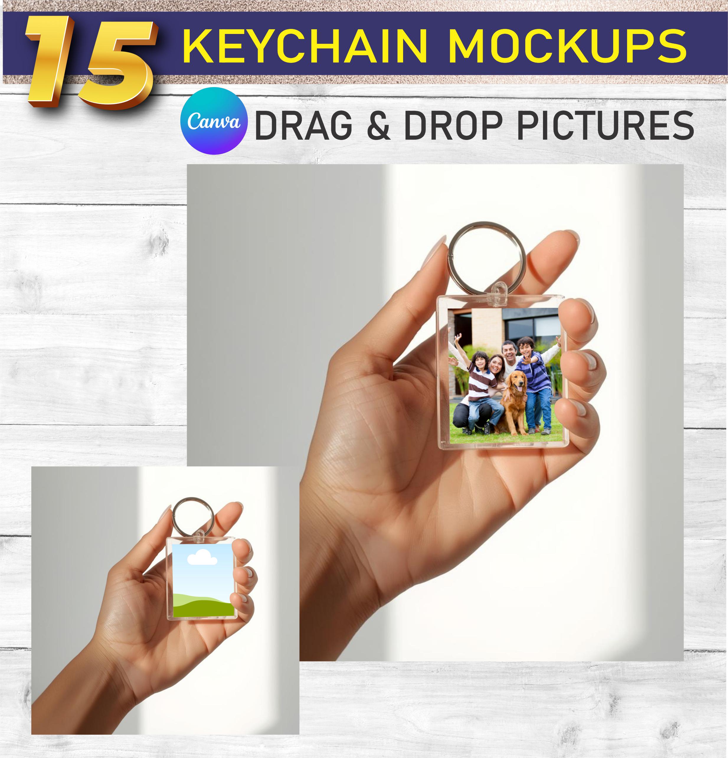 Keychain Frame Editable Keychain Mockup Templates Bundle, Canva Editable Mockups (digital Files ...