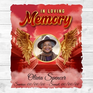Red Memorial png, In loving Memory, Memorial Design Photo Template, Instant Download + Editable Template, Sublimation Design, Digital File