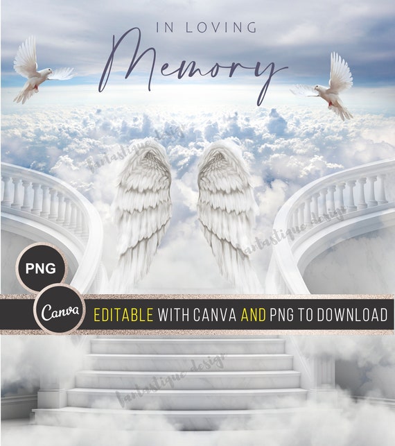 In Loving Memory PNG Memorial Background EDITABLE Template Stairs to Heaven  Rest in Peace Digital Files 