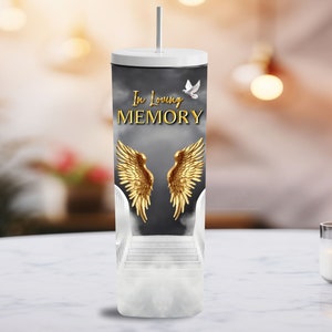 Memorial Tumbler Wrap, Sublimation Tumbler designs,  Black Heaven In Loving Memory PNG, 20 oz skinny, Digital File