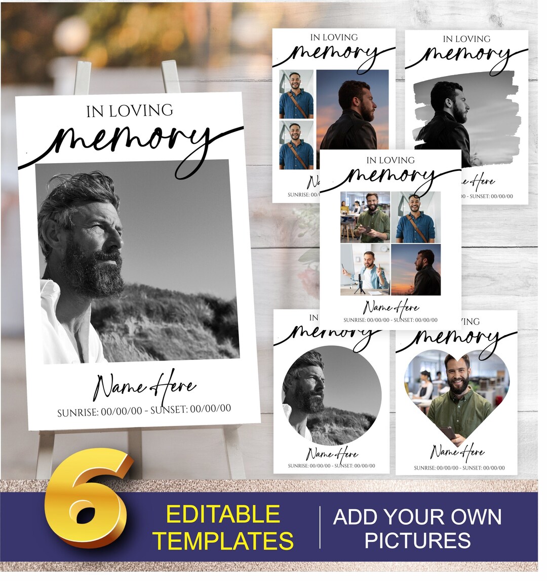 In Loving Memory Photo Template, Memorial Sign Minimalist, 06 Designs ...