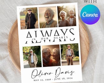 Editable Funeral Program Template, Celebration of Life (Digital Item)