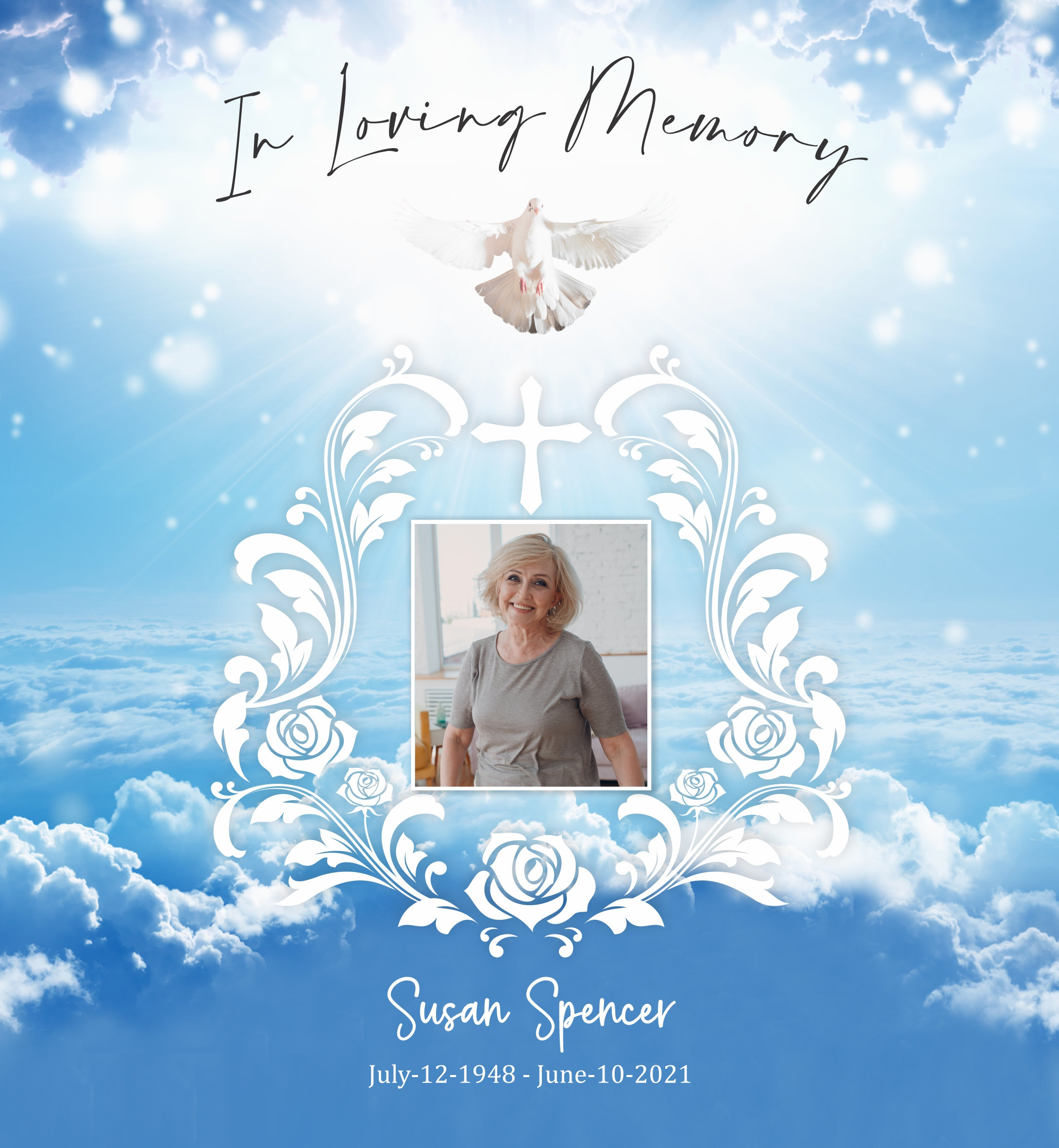 Blue in Loving Memory Background PNG Memorial Template Etsy Canada