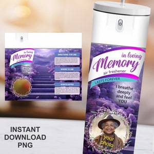 Memorial Tumbler Wrap, Design Sublimation, In Loving Memory PNG, Air Freshener Spray Label Inspired, 20 oz skinny straight, Digital File