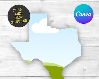 Ore pelo Texas, modelo de mapa do Texas, moldura do Texas, imagem de arrastar e soltar do Canva, estado do Texas, modelo editável, item digital
