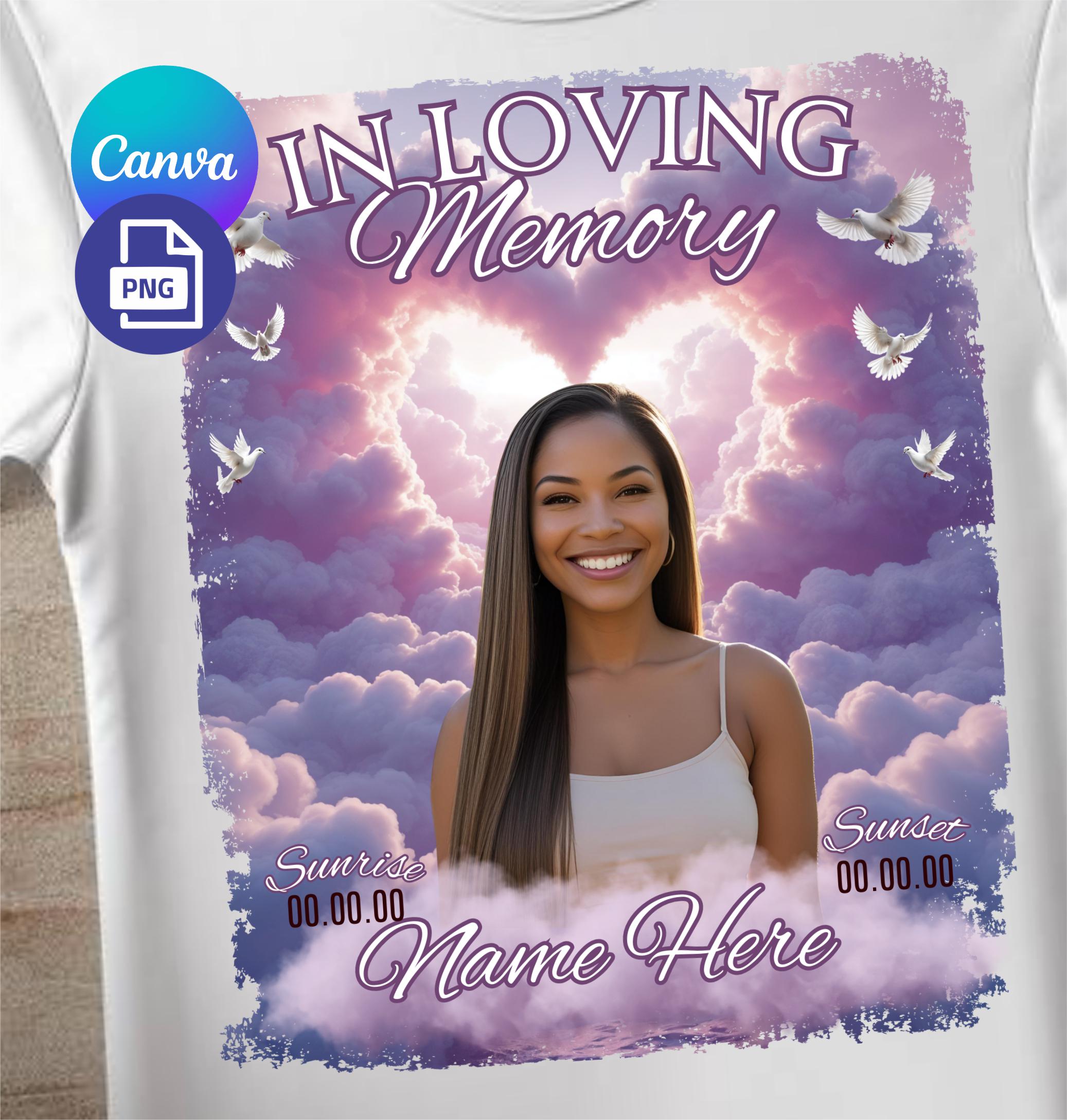 In Loving Memory Editable Shirt Design, Purple Heaven, Heart in Heaven ...