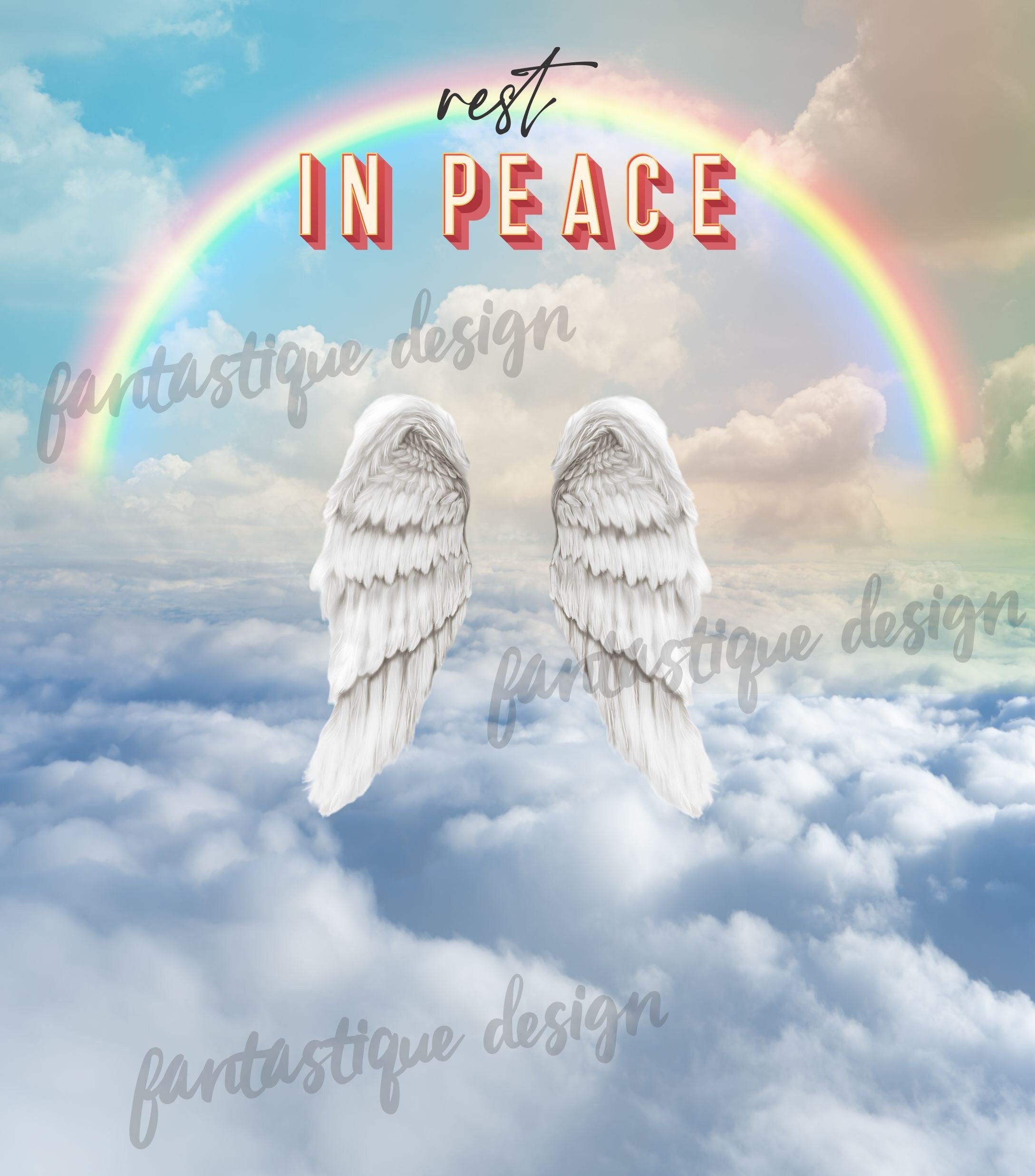 Rest in Peace Design Rainbow in Loving Memory PNG Blue picture
