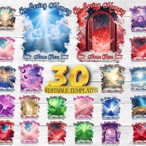 Memorial Shirt Design Template, In Loving Memory, 30 Canva Editable Backgrounds (Digital File)