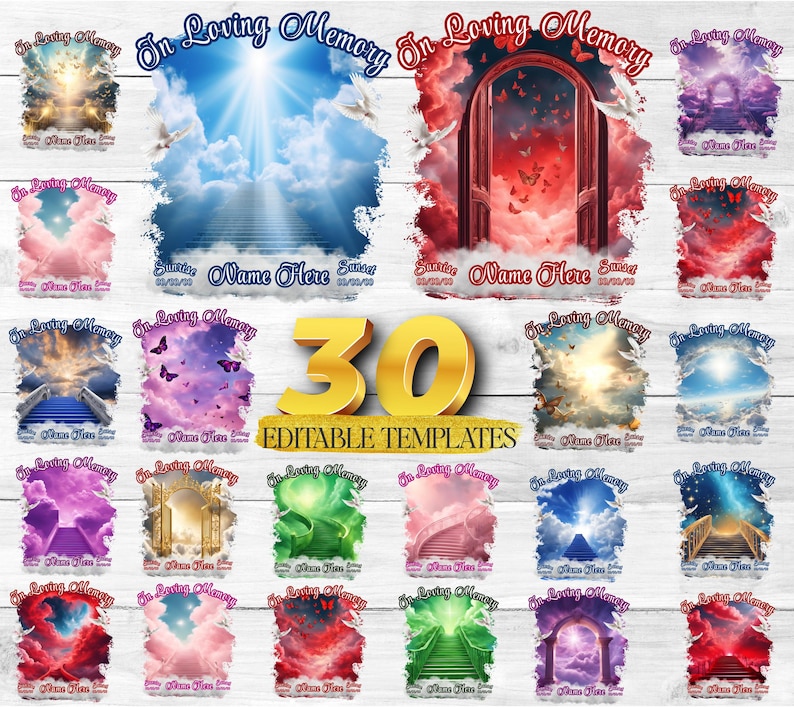 Memorial Shirt Design Template, In Loving Memory, 30 Canva Editable Backgrounds (Digital File) image 1