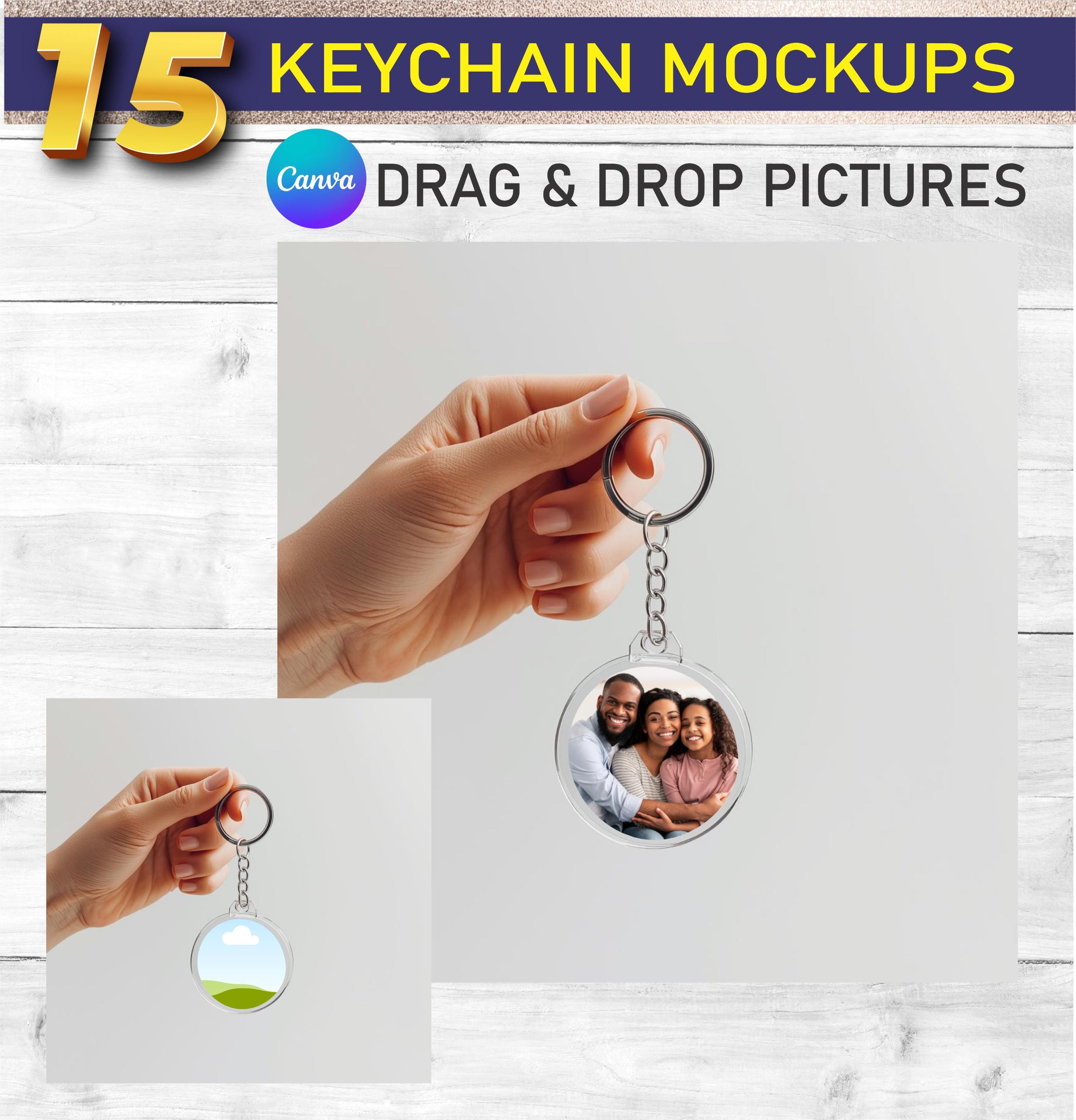Keychain Frame Editable Keychain Mockup Templates Bundle, Canva Editable Mockups (digital Files ...
