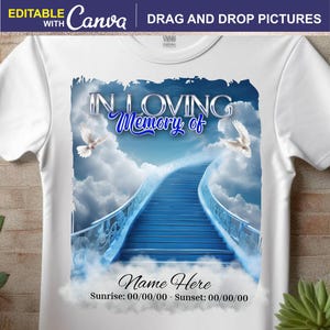 In Loving Memory PNG, Memorial Template EDITABLE, Add Pictures Blue Heaven Remembrance Design, RIP Design, Includes png Instant Download