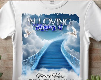 In Loving Memory PNG, Memorial Template EDITABLE, Add Pictures Blue Heaven Remembrance Design, RIP Design, Includes png Instant Download