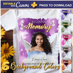 In Loving Memory EDITABLE Canva Template, Memorial Design, 6 Colors, Also includes PNGs to Instant Download,