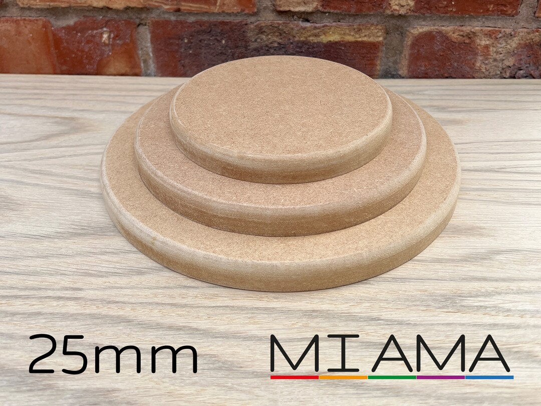 MIAMA 25mm MDF Circles Rounded Top Edge Wooden Shape 10,15,20,25,30,35 ...