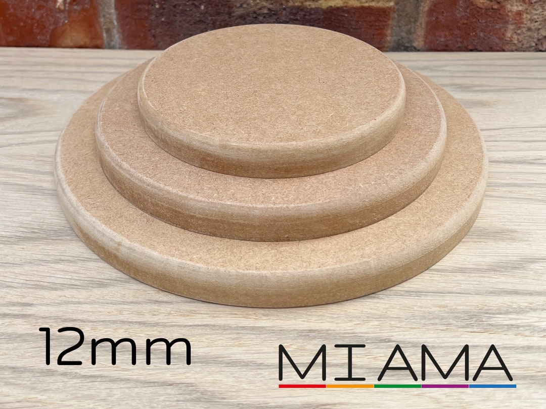 MIAMA 12mm MDF Circles Rounded Top Edge Wooden Shape 10,15,20,25,30,35 ...