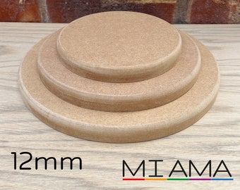 MIAMA 12mm MDF Circles Rounded Top Edge wooden shape 10,15,20,25,30,35,40,50,60cm 1, 3 or 5 packs