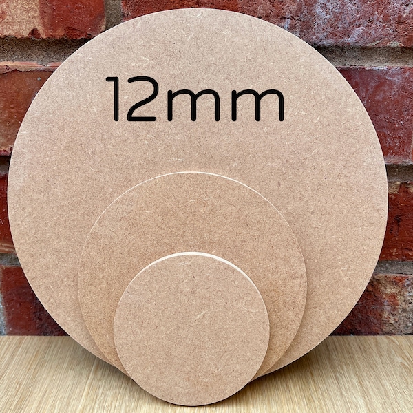 MIAMA 12mm MDF Circles Square Edge wooden shape 10,15,20,25,30,35,40,50,60cm 1, 3 or 5 packs