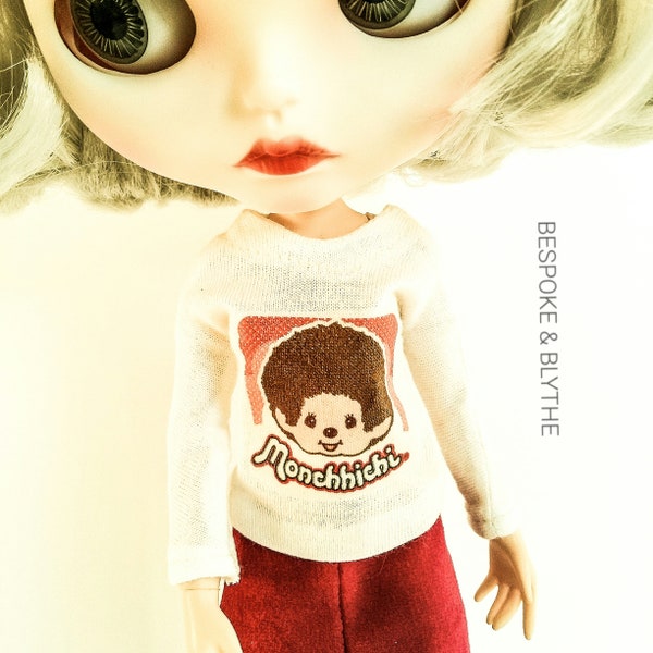 Blythe Long Sleeve T-Shirt MONCHICHI,Petite Blythe TShirt,Middie Blythe Dresses,Licca Tshirt,Blythe Fashion,Blythe Clothing, Blythe Tshirts