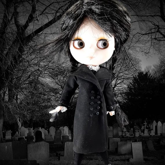 Wednesday Addams Blythe Doll Outfit: Black Lace Dress & Trench Coat - Etsy Canada Wednesday Addams Blythe Doll Outfit: Black Lace Dress & Trench Coat - Etsy Canada