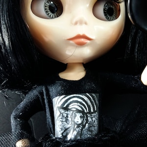 Blythe Long Sleeve T- Shirt CORALINE BLK&WHT,Petite Blythe TShirt,Middie Blythe Dresses,Licca Tshirt,Blythe,Blythe Fashion,Blythe Clothing