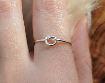 Silver Knot Ring - 925 Sterling Silver, Nickel Free, Thin, Dainty, Promise Ring, UK Size L, N, P