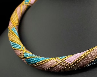 Turquoise bronze necklace. Chunky bead choker