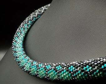Chunky turquoise snake necklace. Serpent choker. Snake lover gift