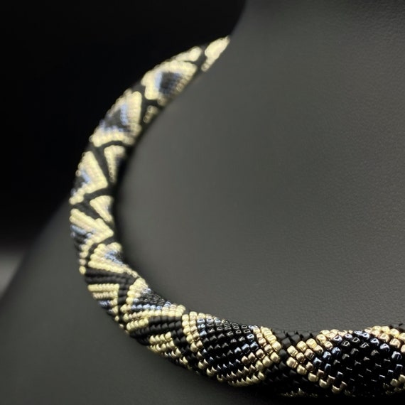 Black python necklace. Snake lover gift