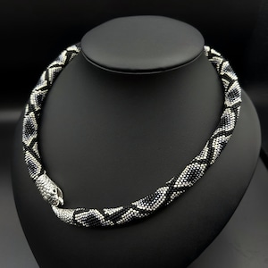 Black python necklace. Snake lover gift