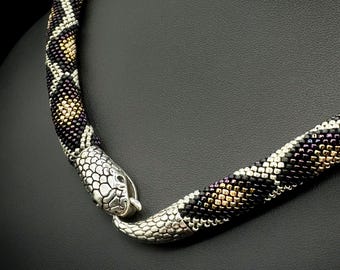 Schwarze Schlangen Halskette. Schlange Halsband. Python Liebhaber Geschenk
