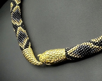 Schwarze Schlangen Halskette. Schlange Halsband. Python Liebhaber Geschenk