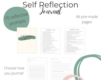 Diario di auto-riflessione con 75 suggerimenti guida, 46 pagine PDF per personalizzare la tua esperienza di diario