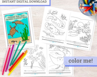Under the Sea Animals Printable Coloring & Activity Book - Kids Coloring Pages - Digital Instant Download