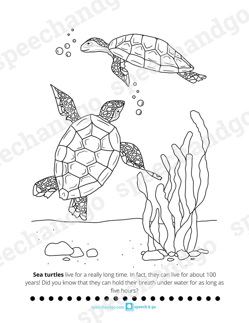 Under the Sea Animals Printable Coloring & Activity Book Kids Coloring Pages Digital Instant Download image 3