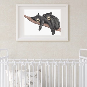 Baby Bears Twins/Siblings Nursery Printable Black Bear Cub Print Kids Room Printable Sleeping Baby Animal Printable JPG Download image 3