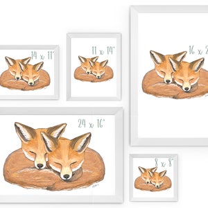 Baby Foxes Twins/Siblings Nursery Printable Fox Pup Print Kids Room Printable Sleeping Baby Animal Printable JPG Download image 2