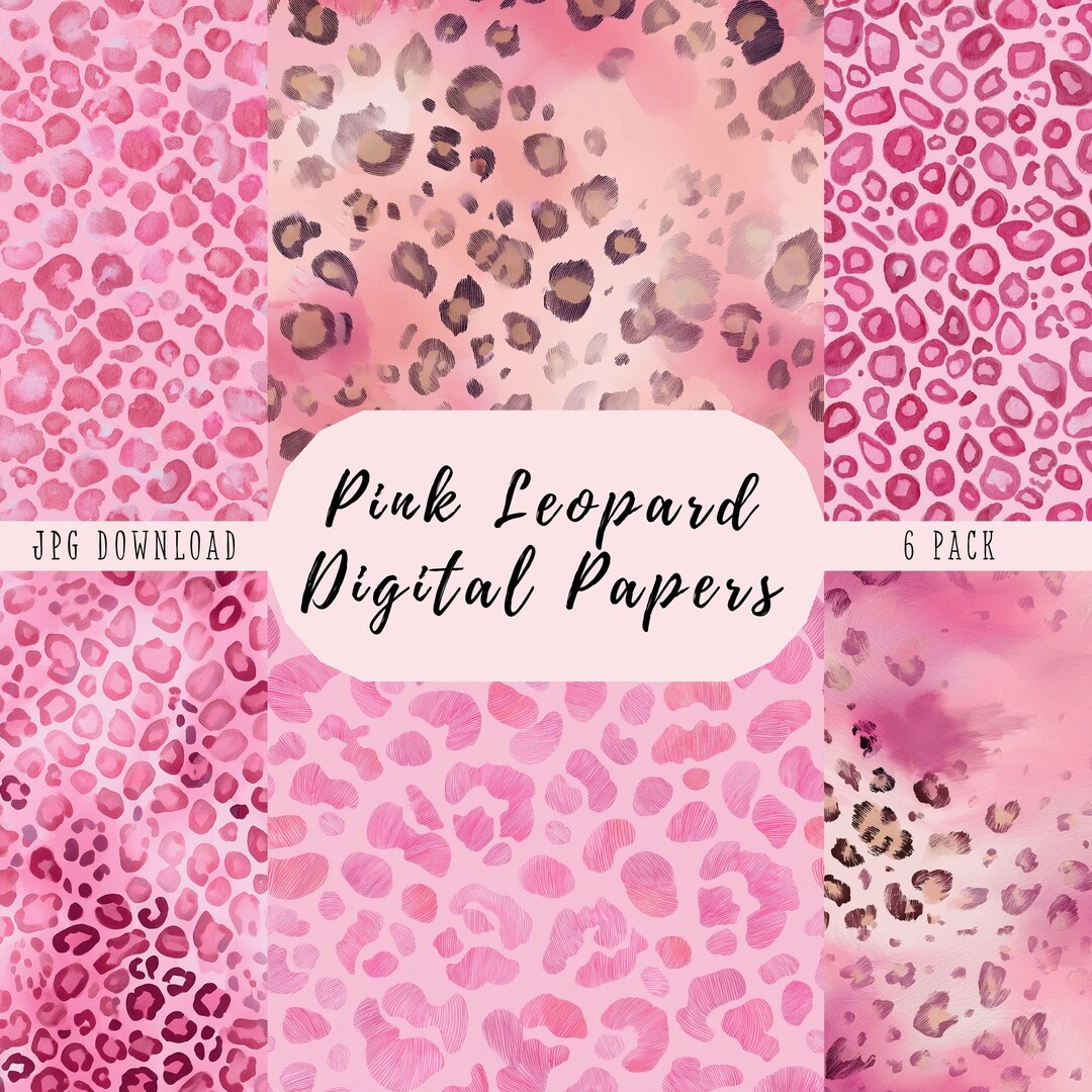 Pink Leopard Digital Paper Pack, 6 Hot Pink Animal Print Backgrounds ...