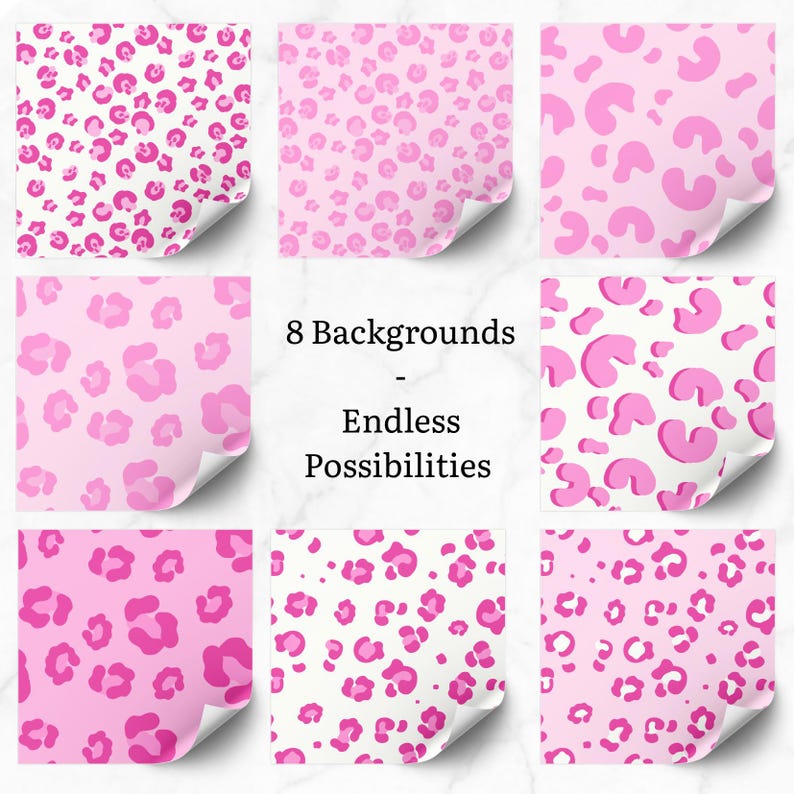 Pink Leopard Digital Paper Seamless Pink Leopard and Animal Patterns ...