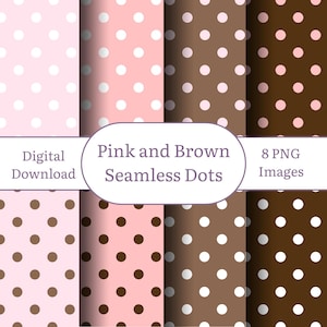 Motivi senza cuciture a pois rosa e marroni (download digitale PNG)