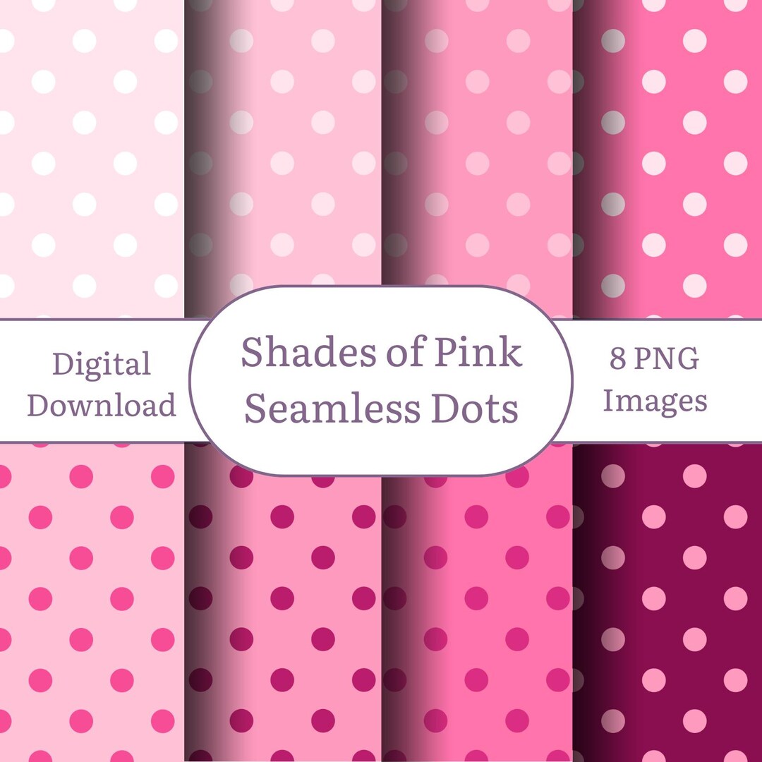 Pink Seamless Polka Dot Digital Paper Pack of 8 PNG 12x12 Scrapbook ...