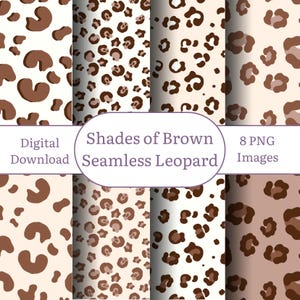 Digitalt papper, sömlösa, beige leopard- och djurmönster, neutralt brunt leopardmönster (PNG-nedladdning, 12x12, 8-pack)