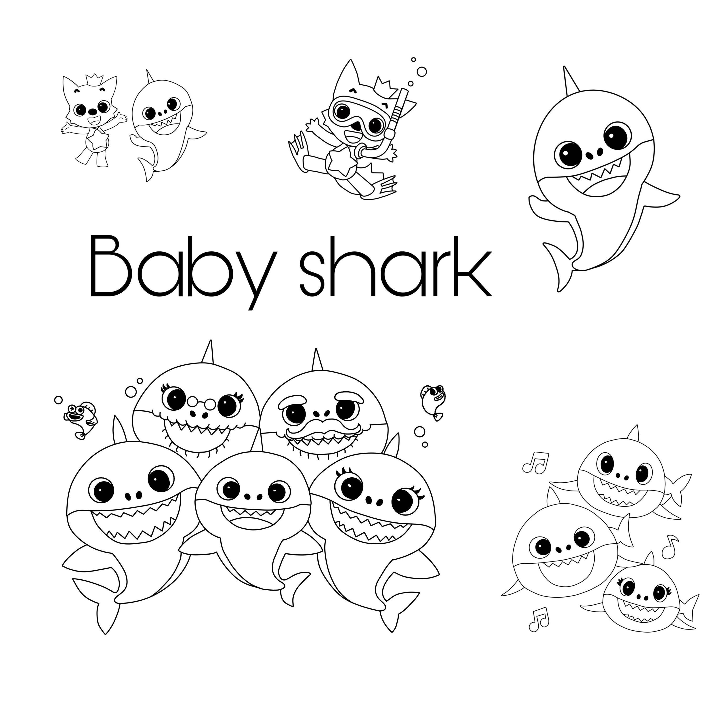 Baby Shark Coloring Page Set Of 5 Etsy Baby Shark Coloring Page Set Of 5 Etsy