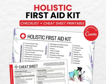 First Aid Kit Checklist Printable I Natural First Aid Kit, Holistic First Aid, Homeopathic First Aid, Essential Oils for First Aid Kit