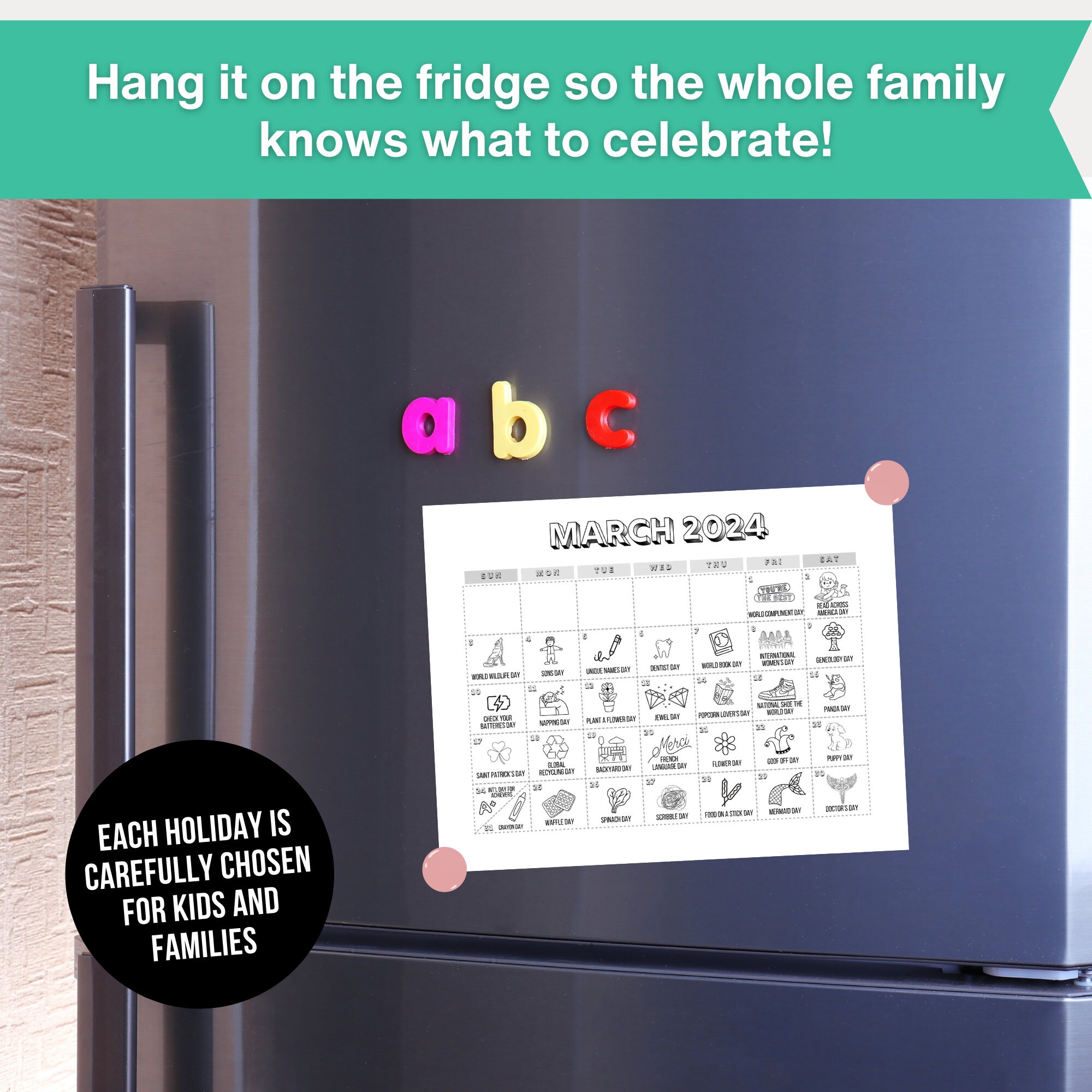 Printable March 2024 Holiday Calendar Fun National Holidays PDF