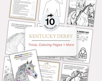 Kentucky Derby Party Printables I Games, Trivia, Coloring Pages, Activity Sheets for Kids