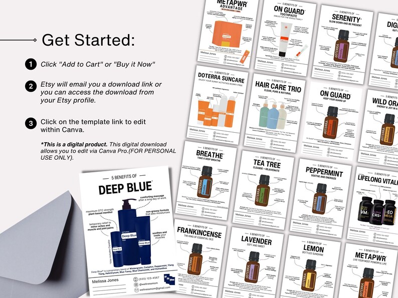 Doterra Sample Cards Download Print Edit in Canva Doterra - Etsy