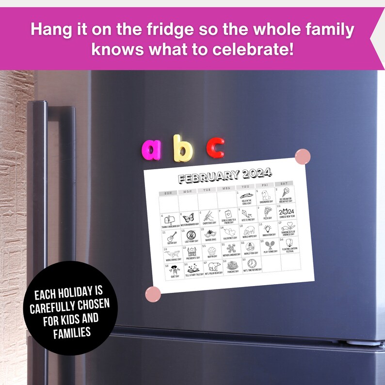 Printable February 2024 Holiday Calendar, Fun National Holidays, PDF